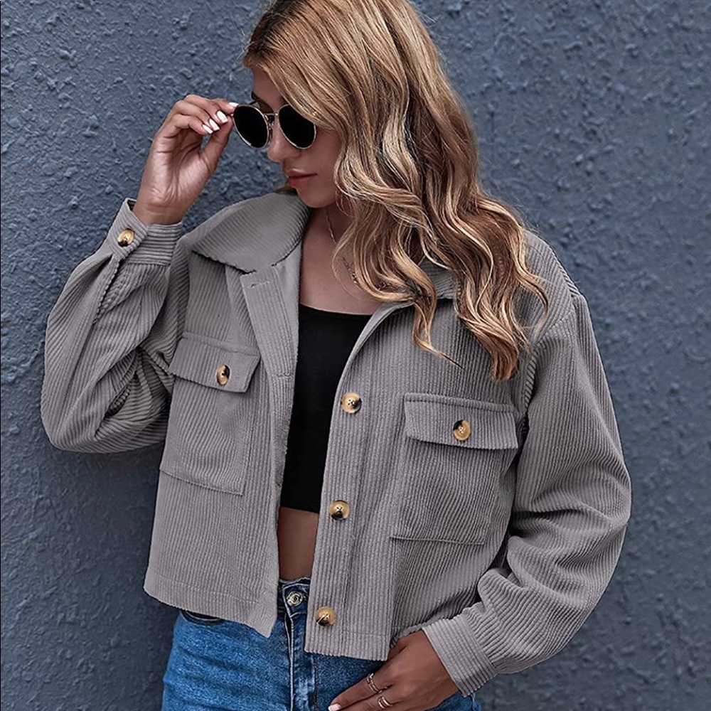 grey corduroy jacket